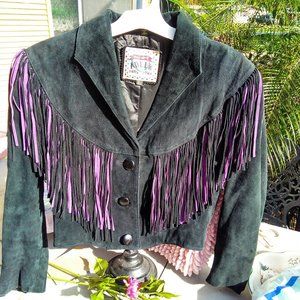 purple fringe jacket